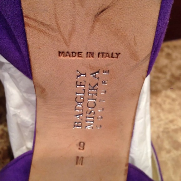 BADGLEY MISCHKA PURPLE SUEDE PEEP TOE HEEL - Picture 7 of 7